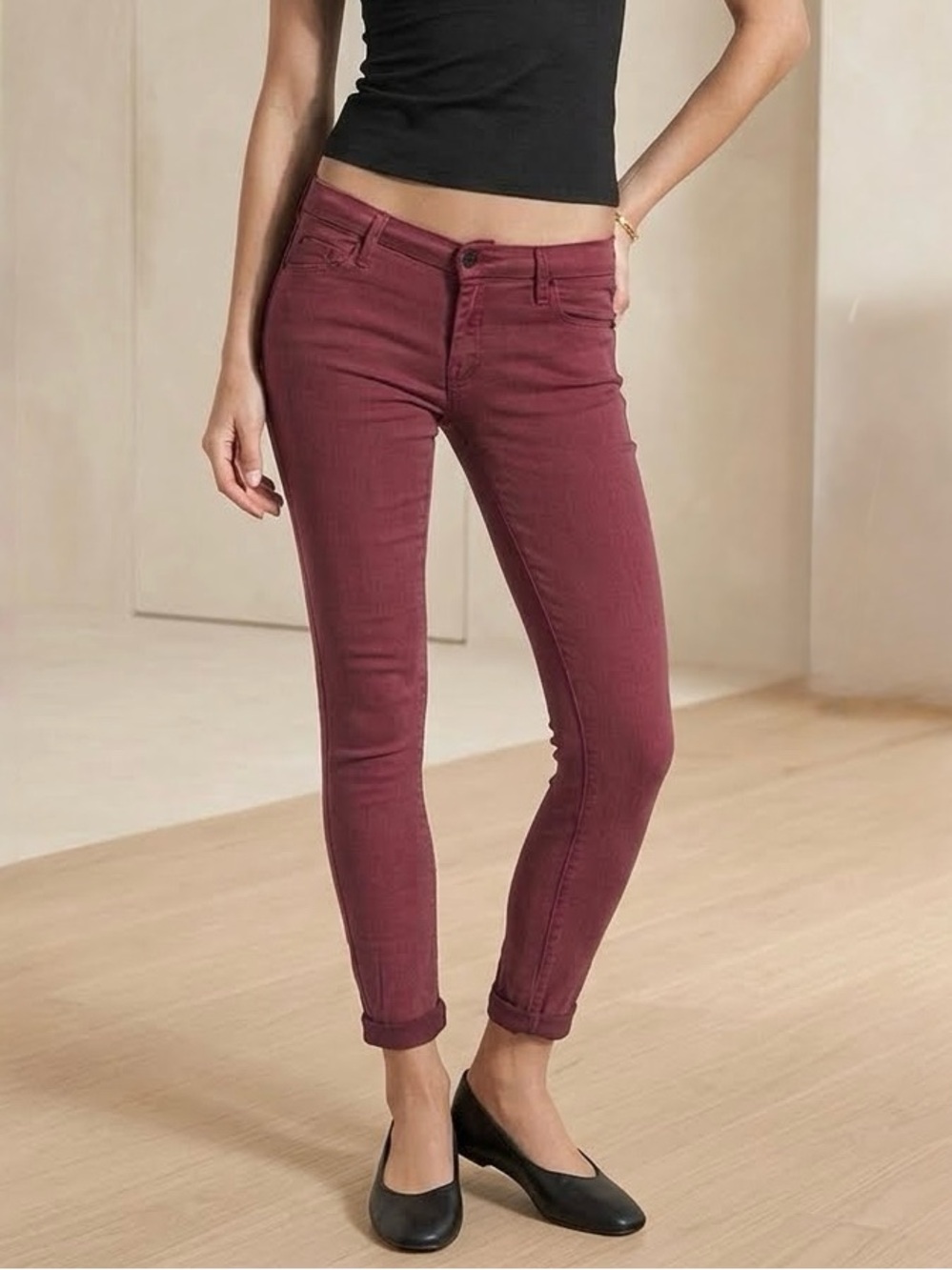 MOTHER The Looker Pop Velvety‎ Skinny Trouser Jean in Raspberry, Size 27
